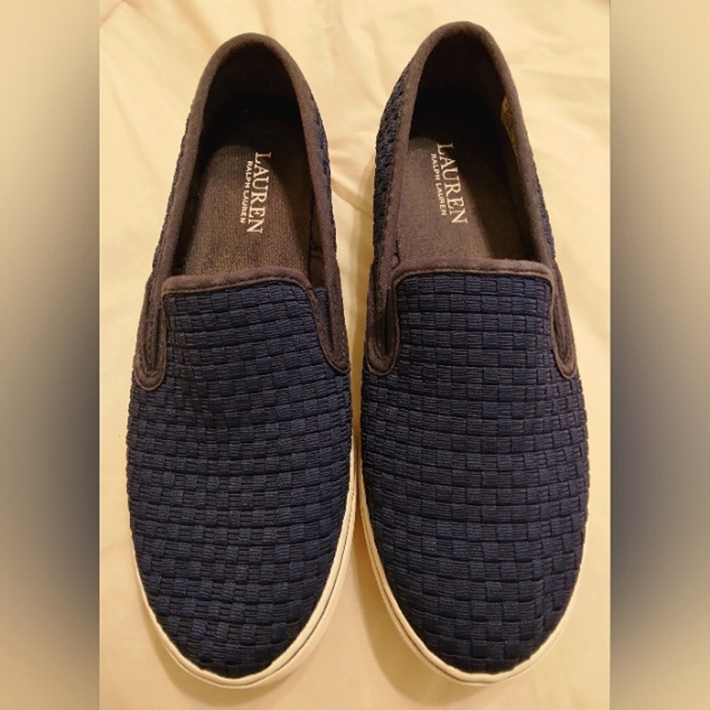 Womens Lauren By Ralph Lauren Navy Slip-On Deck Shoes